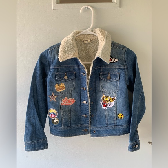 Kids jean jacket with patches - Picture 1 of 5